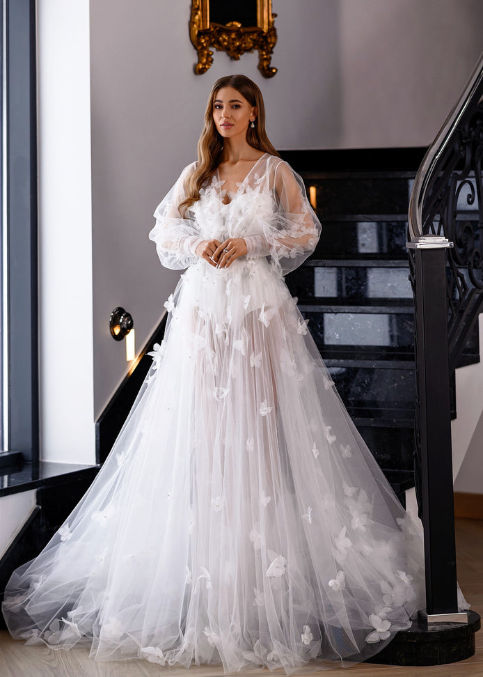 ADELLE весільна сукня-пеньюар з 3D метеликами