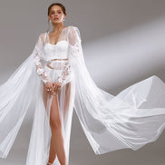 BLOSSOM легкий пеньюар  з квітковими аплікаціями