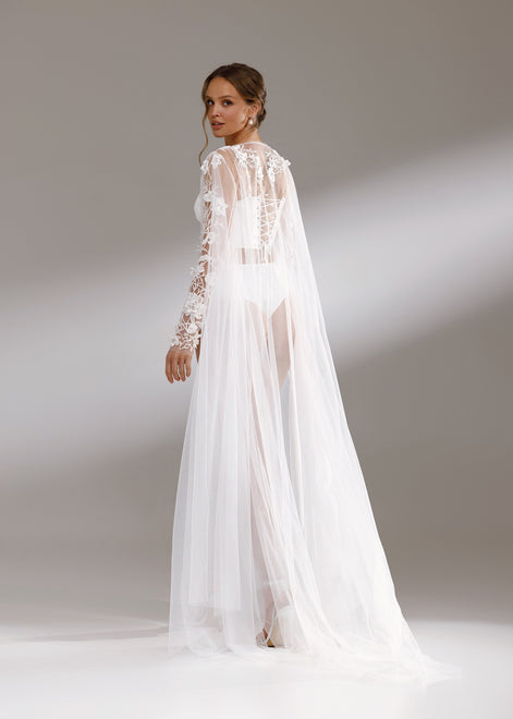 BLOSSOM легкий пеньюар  з квітковими аплікаціями