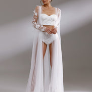 BLOSSOM легкий пеньюар  з квітковими аплікаціями