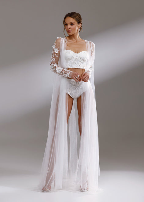 BLOSSOM легкий пеньюар  з квітковими аплікаціями