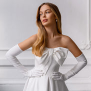 CAROLINE атласна сукня міді з бантом