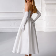 CAROLINE атласна сукня міді з бантом