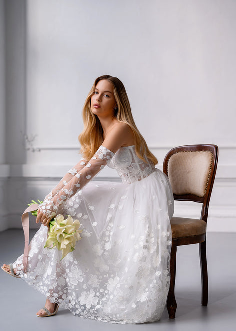  CELINE сукня міді з квітковим мереживом