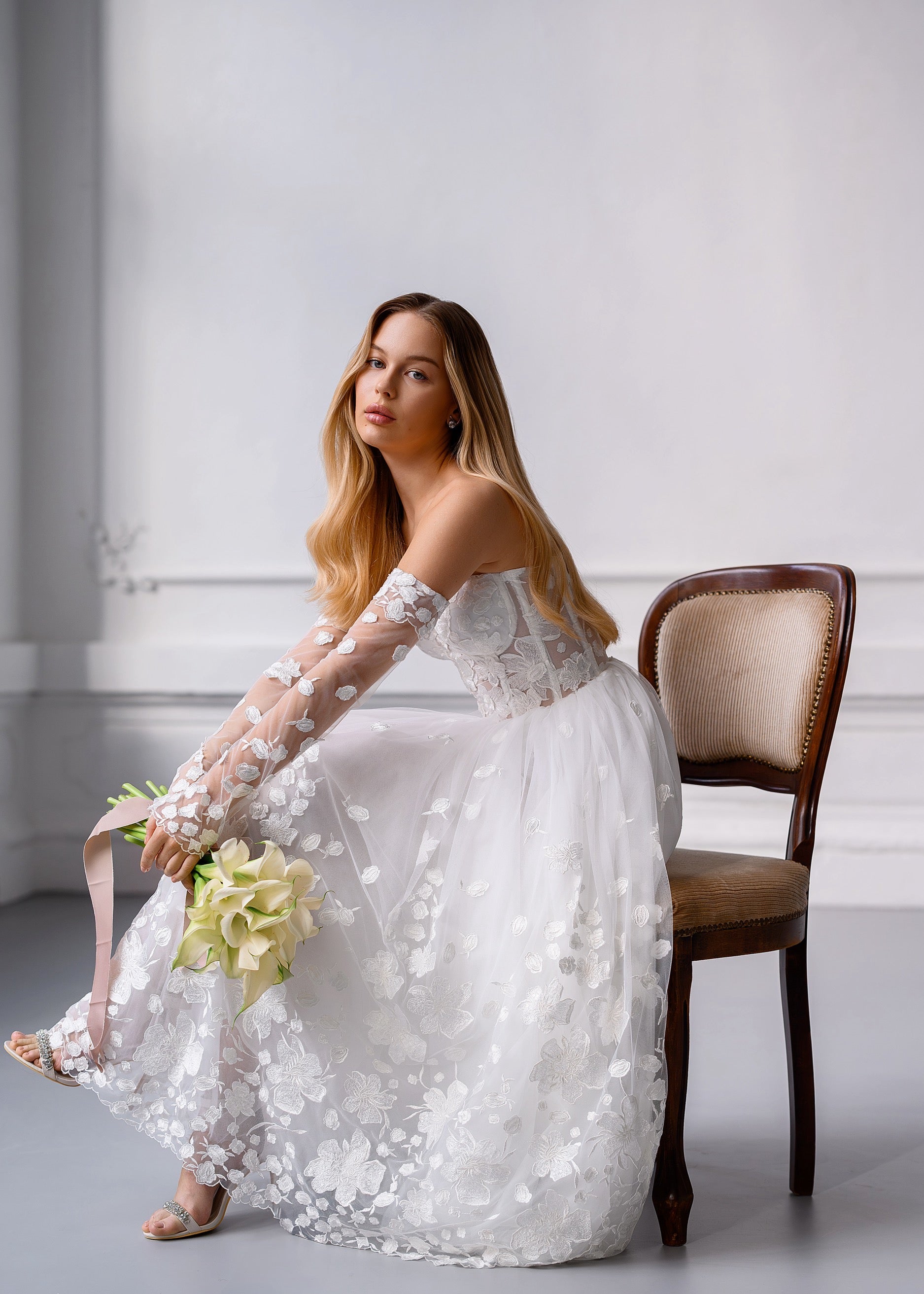  CELINE сукня міді з квітковим мереживом