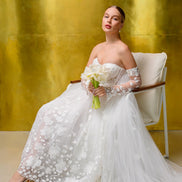 CELINE тюлева накидка з 3D квітами та знімними рукавичками