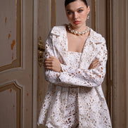 CLARA мереживний брючний костюм з макраме 