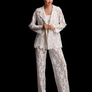 CLARA мереживний брючний костюм з макраме 