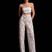 CLARA мереживний брючний костюм з макраме 