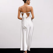 DIANA шовкова сукня-комбінація міді з бантом 