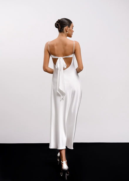 DIANA шовкова сукня-комбінація міді з бантом 