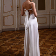 DIANA довгий шовковий сліпдрес з бантом