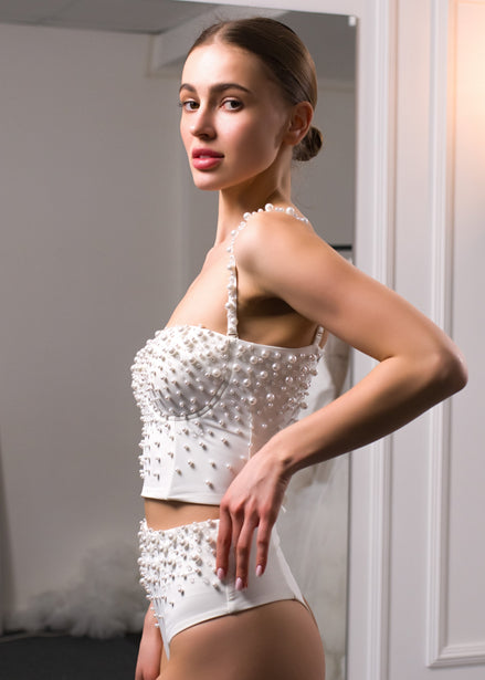 IRIS комплект-бюстьє з перлинами та кристалами