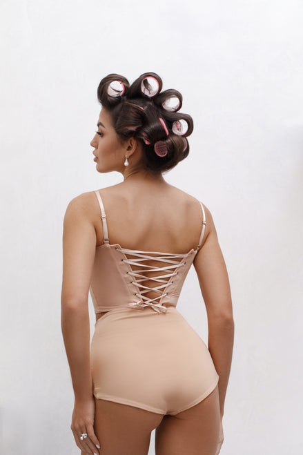 JUNE комплект білизни з корсетом бежевого кольору