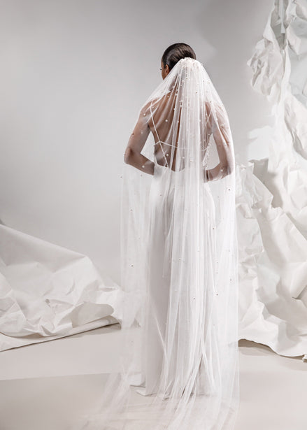 LOLA весільна фата з перлинами 