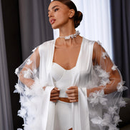 LORA прозорий весільний халат з квітковими рукавами
