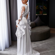 LORA прозорий весільний халат з квітковими рукавами