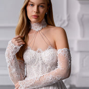 MARTINA MIDI з французького мережива шантильї з корсетом та чокером