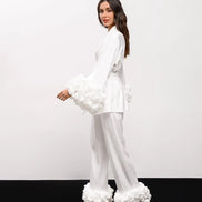 MEGANE WHITE комплект піжами з об'ємними квітами 