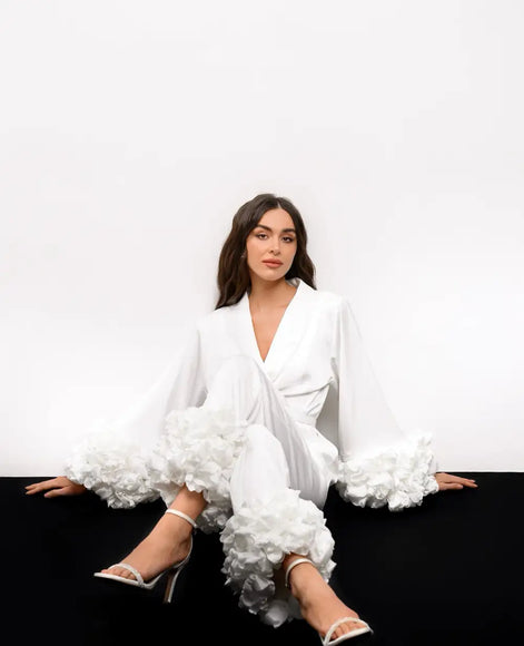 MEGANE WHITE комплект піжами з об'ємними квітами 