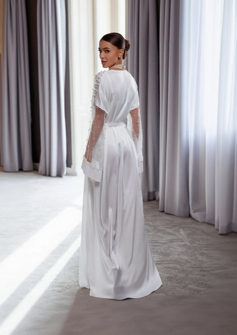 MILLA весільний шовковий халат з перлинами на рукавах