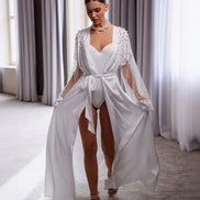 MILLA весільний шовковий халат з перлинами на рукавах