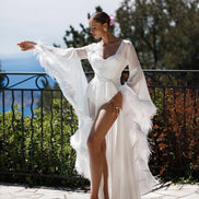 MONICA весільний халат з пір'ям