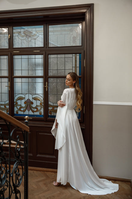 NATALIE шовковий кімоно-халат зі шлейфом 