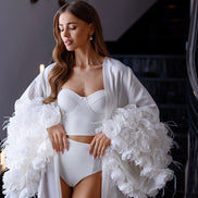 NICOLE халат з 3D квітами ручної роботи