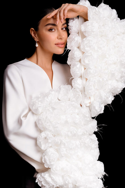 NICOLE MINI халат з 3D квітами ручної роботи