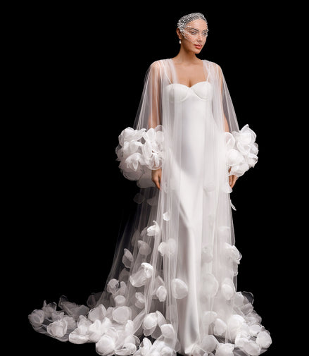 ROSALINE bridal cape with voluminous flowers