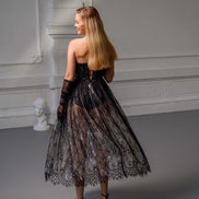 VERONA сукня міді з мережива шантільї з корсетом 