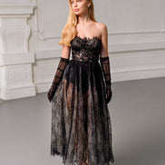 VERONA сукня міді з мережива шантільї з корсетом 