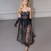 VERONA сукня міді з мережива шантільї з корсетом 