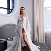 VICKY довгий шифоновий весільний халат зі шлейфом