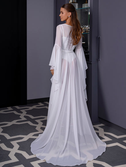 VICKY довгий шифоновий весільний халат зі шлейфом